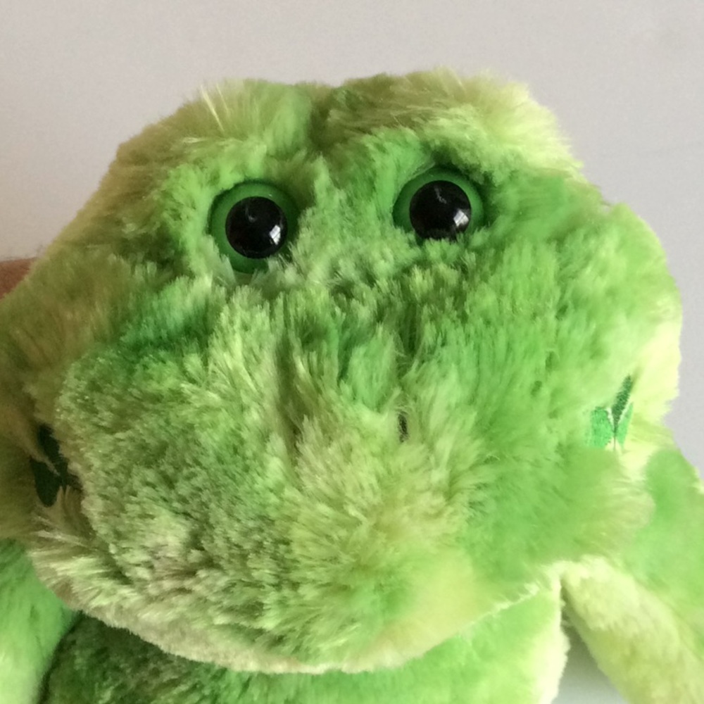 16” Build a Bear Green Frog 3 Leaf  Clover Smile